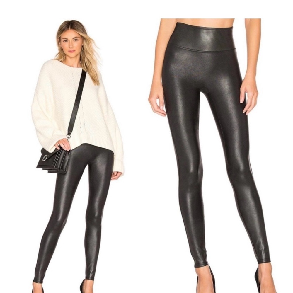 SPANX Faux Leather Black High-Rise Leggings